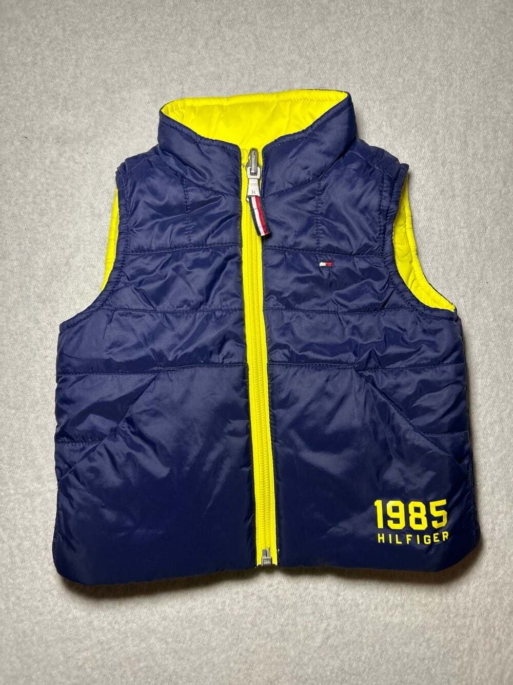 Tommy Hilfiger Reversible Puffer Vest, Navy and Yellow